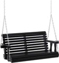 Black 2 Person Wooden Porch Swing with Chains and Cupholders K305