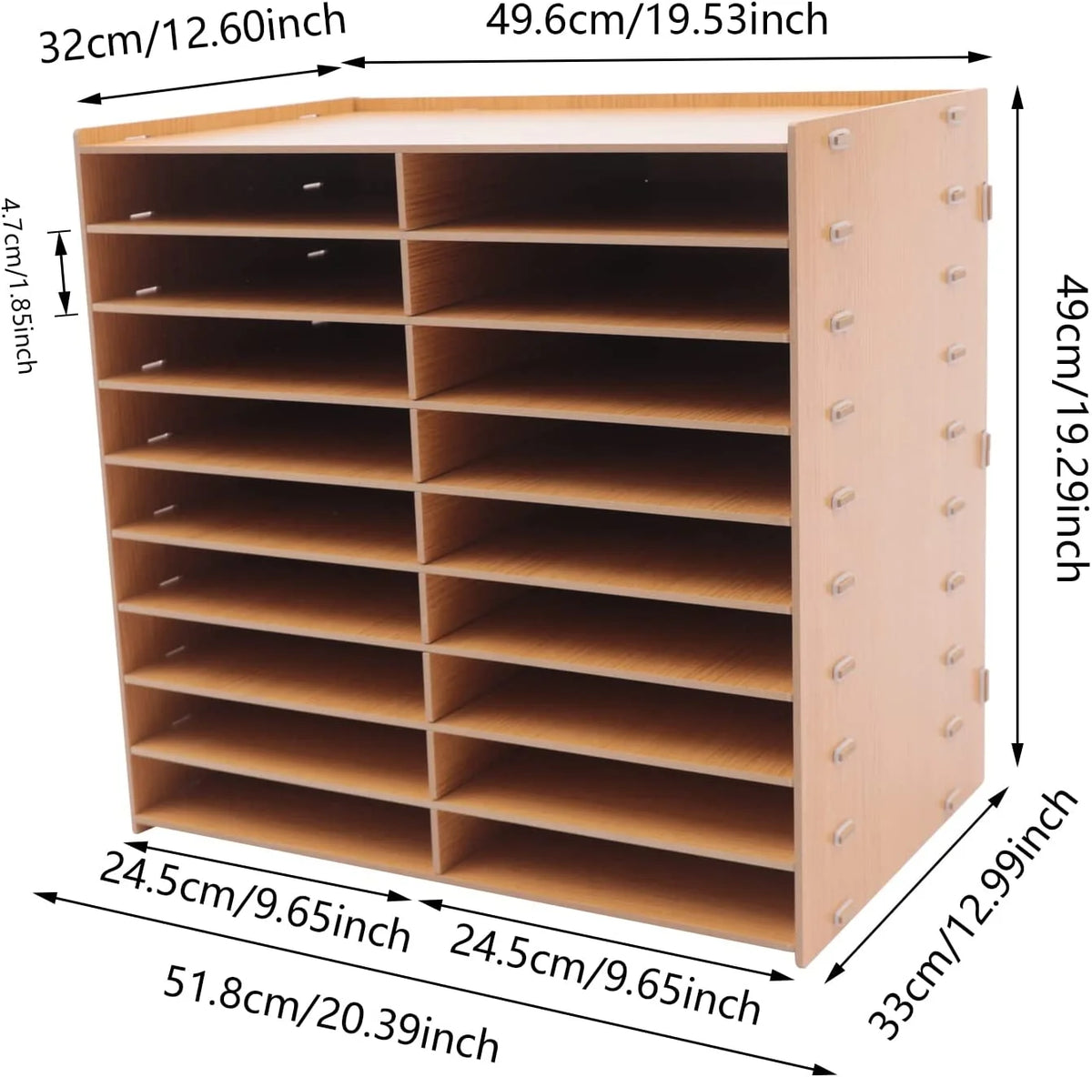 9-Tier Golden Oak Letter Tray Paper Organizer Rack N795128