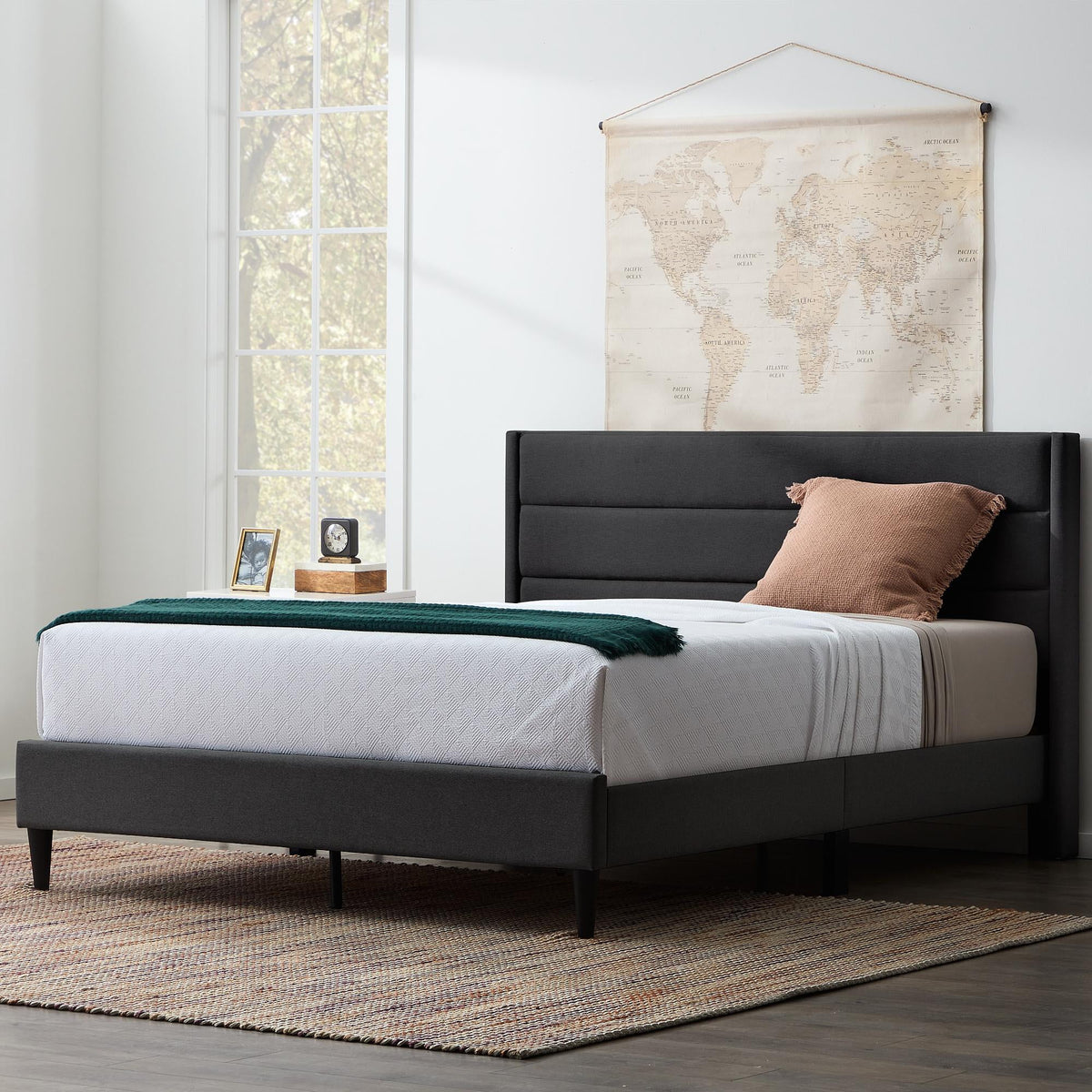 Blue Queen Upholstered Platform Bed C457