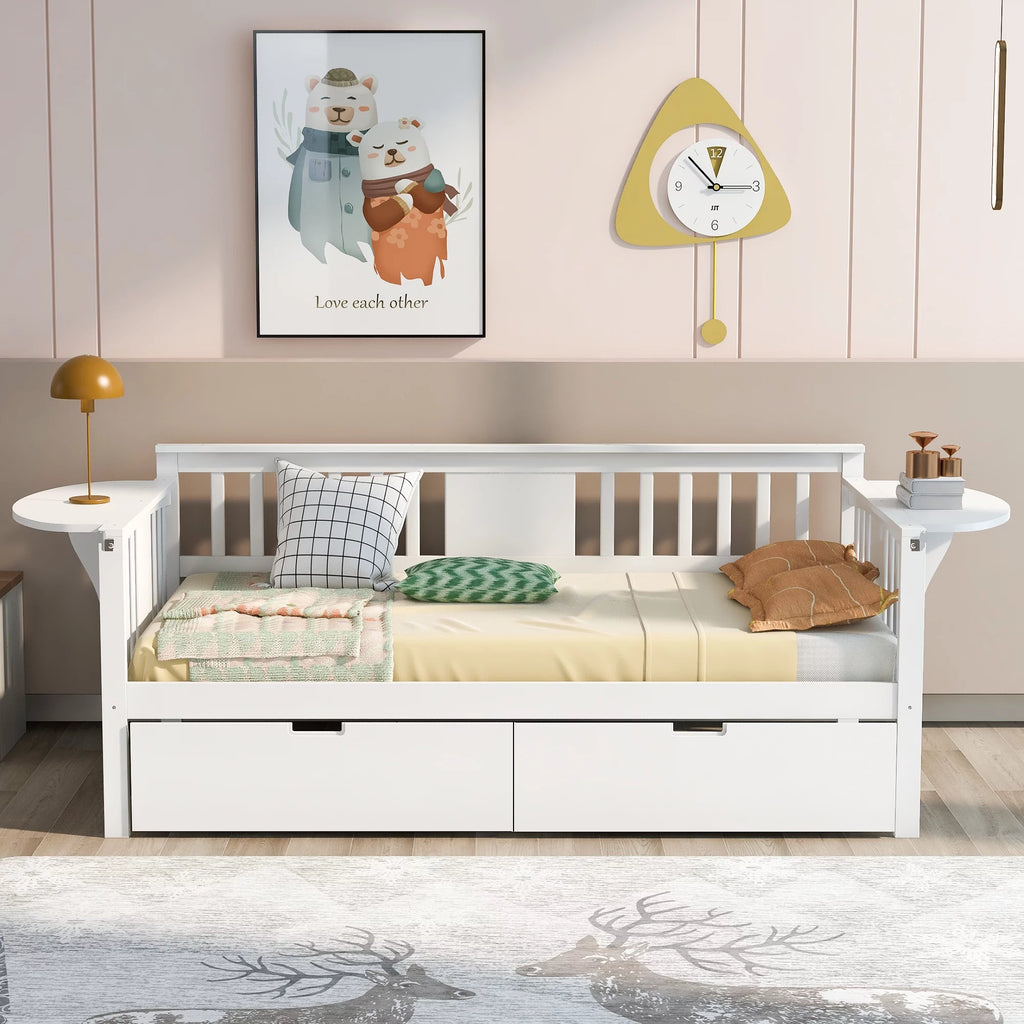 Twin Size White Daybed with Two Drawers P748165