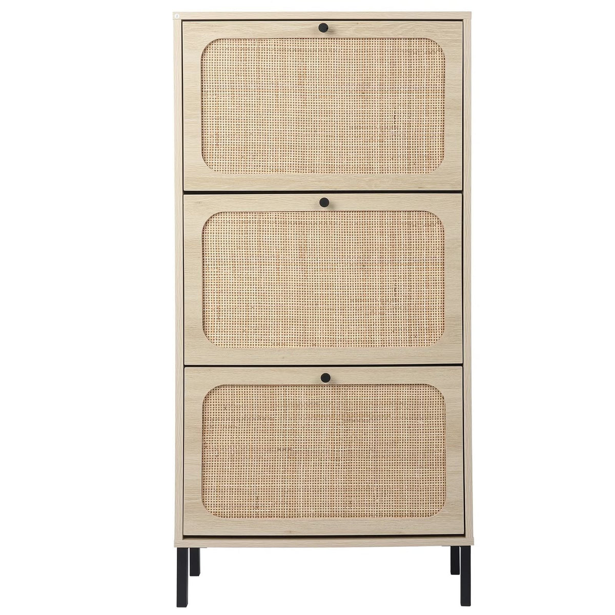 3 Flip Drawer Rattan Shoe Cabinet with Adjustable Shelves T469