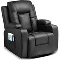 Black Swivel Rocker Recliner Chair with Cup Holders X651