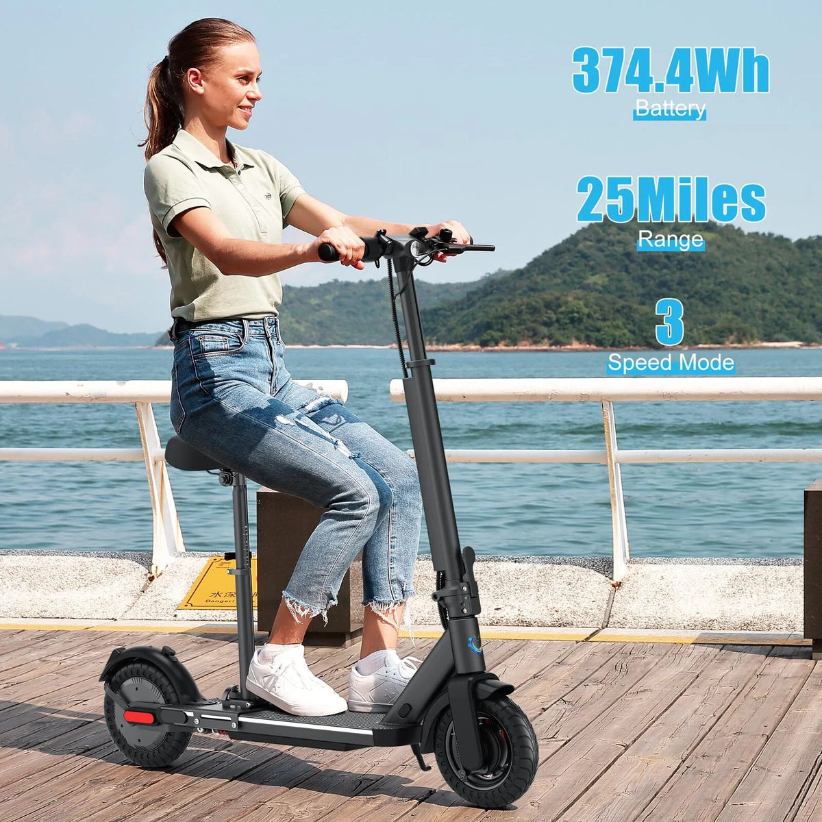 Electric Scooter Foldable 25 Miles Range 20 mph Silver K3922