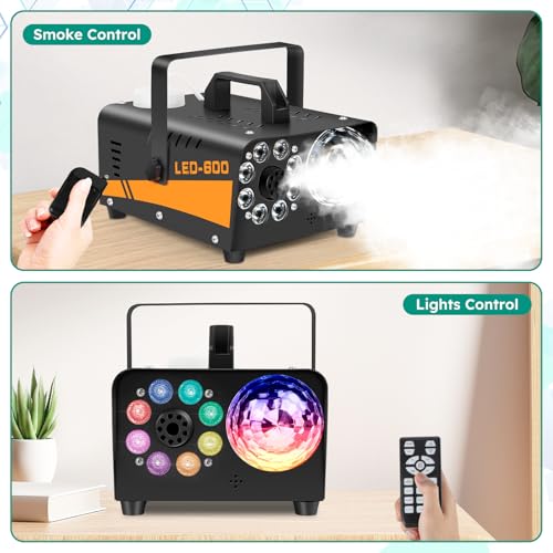 600W 3000CFM Fog Machine with Disco Ball Lights and Wireless Remote B8896