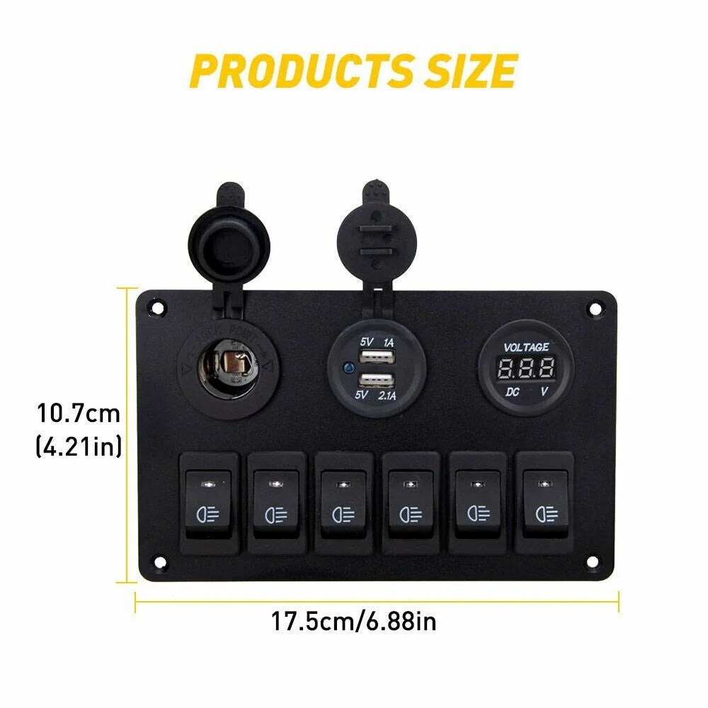 6 Gang Blue LED Rocker Switch Panel D52493