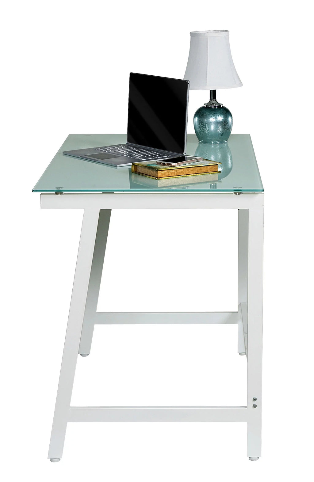 Contemporary Glass Writing Desk with Steel Frame O5162