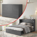 Gray Queen Murphy Bed Cabinet with Storage Drawers U999945