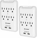 6-Outlet Wall Mount Surge Protector 2 Pack, 900 Joules with 2 USB Ports U34004