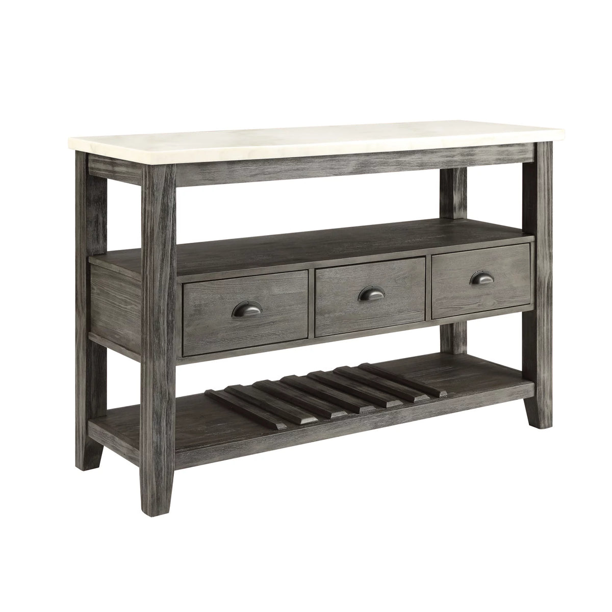 White Marble & Gray Oak Server S5443