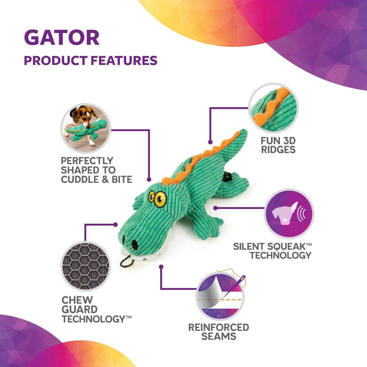 Plush Gator Dog Toy O26570