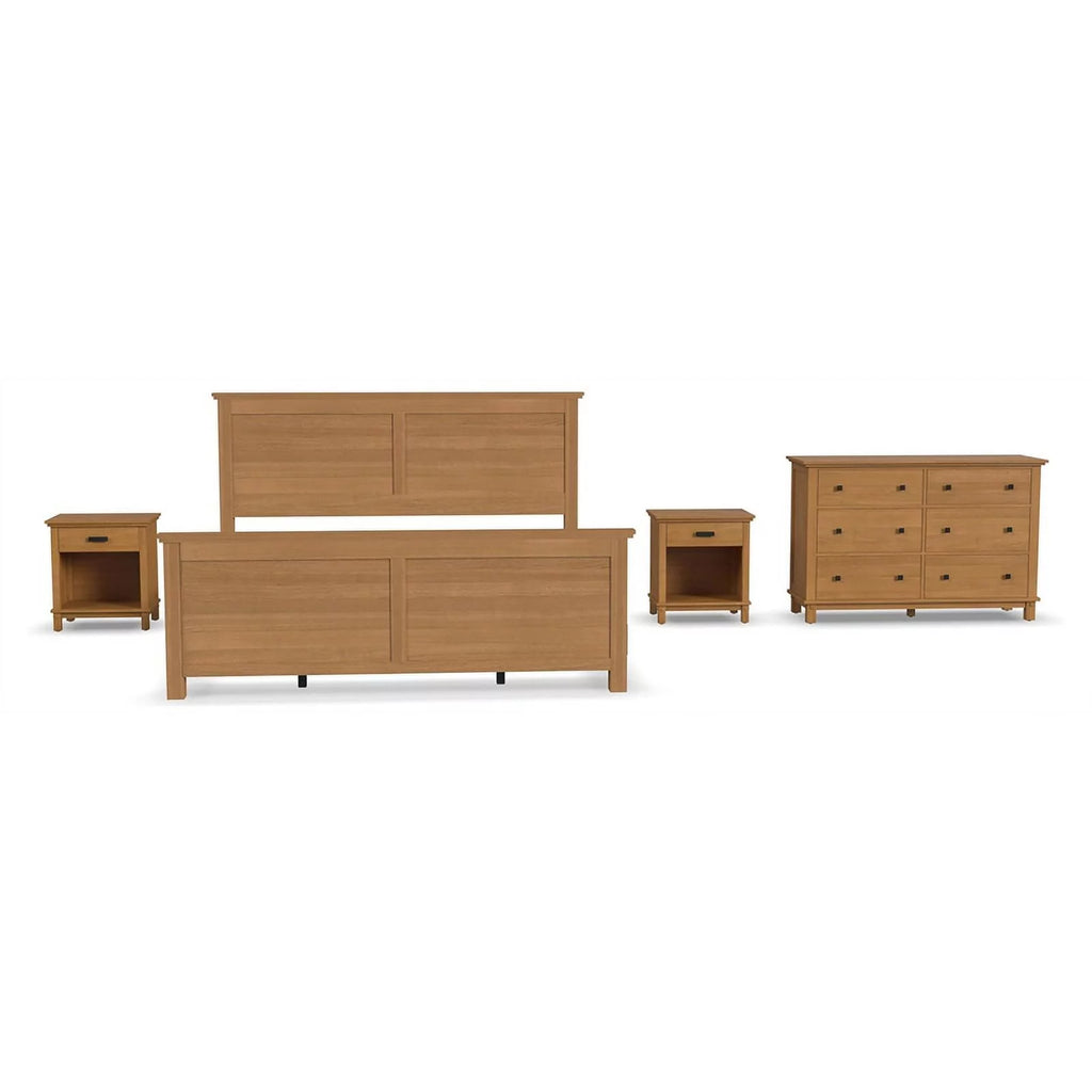 4-Piece Wood King Bedroom Set with 2 Nightstand in Brown P250