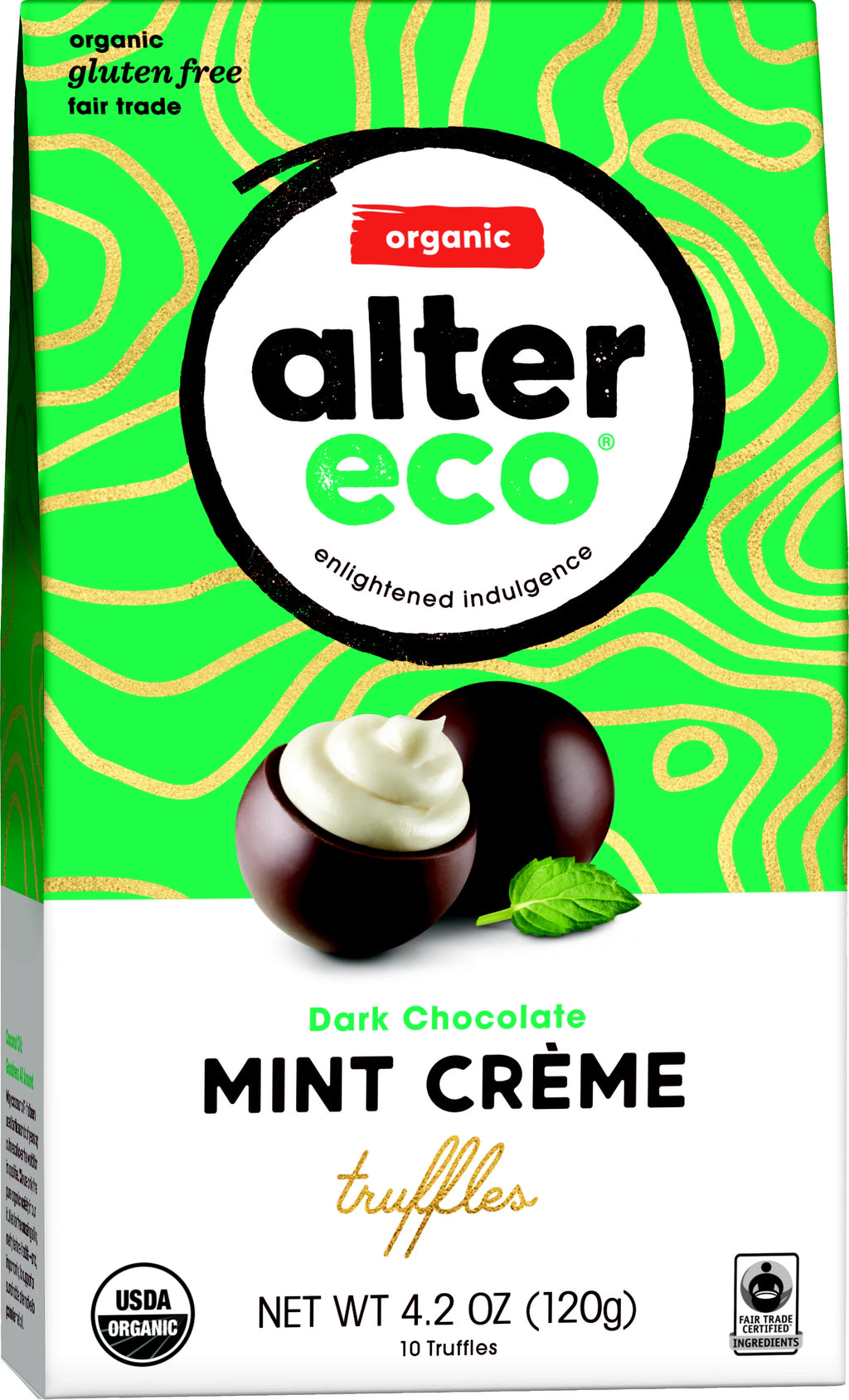Mint Creme Organic Chocolate Truffles 10 Ct. Pack Of 8 I8430