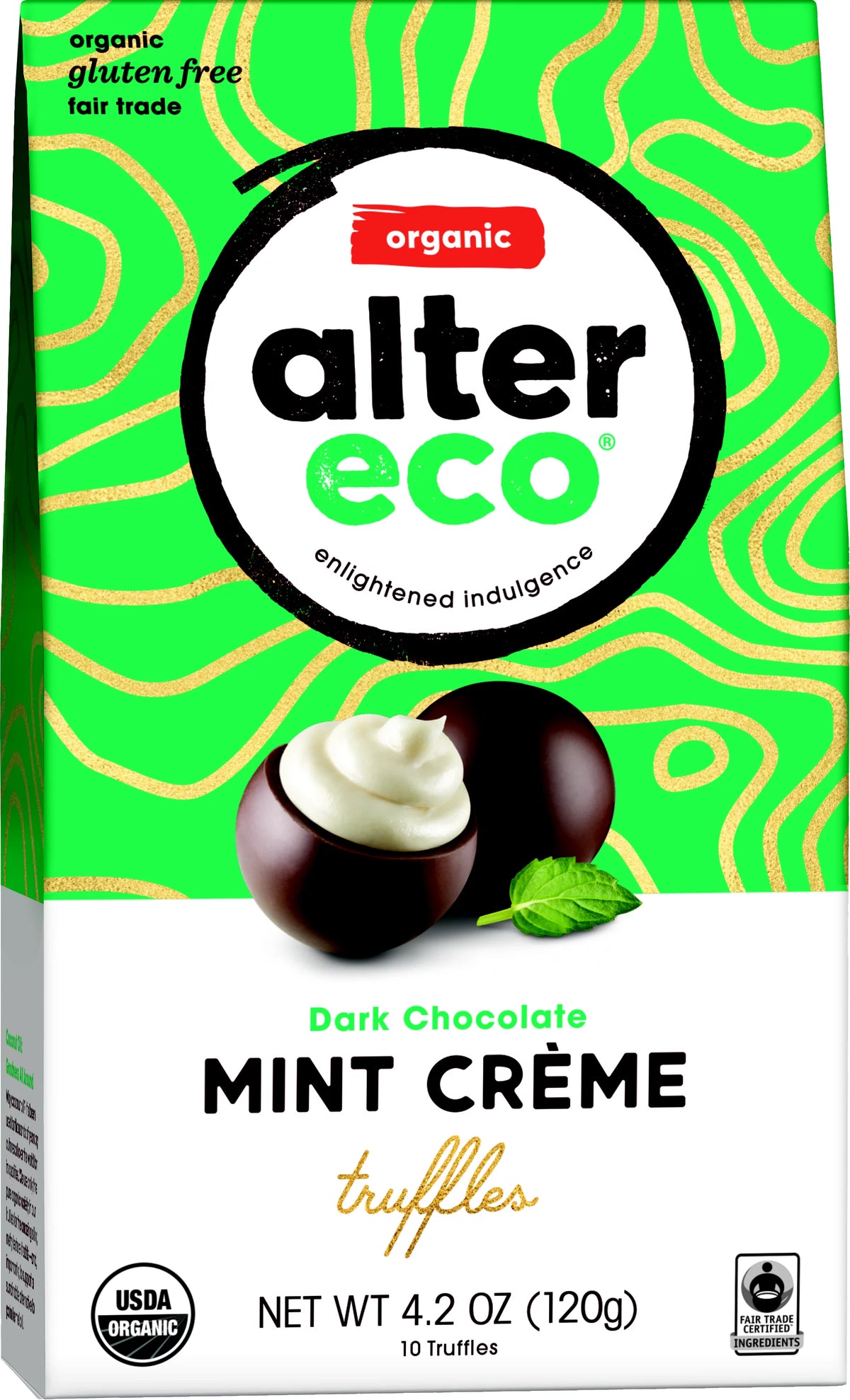 Mint Creme Organic Chocolate Truffles 10 Ct. Pack Of 8 I8430