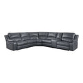 Gray 6-Piece Wood & Faux Leather Sectional Set H37998