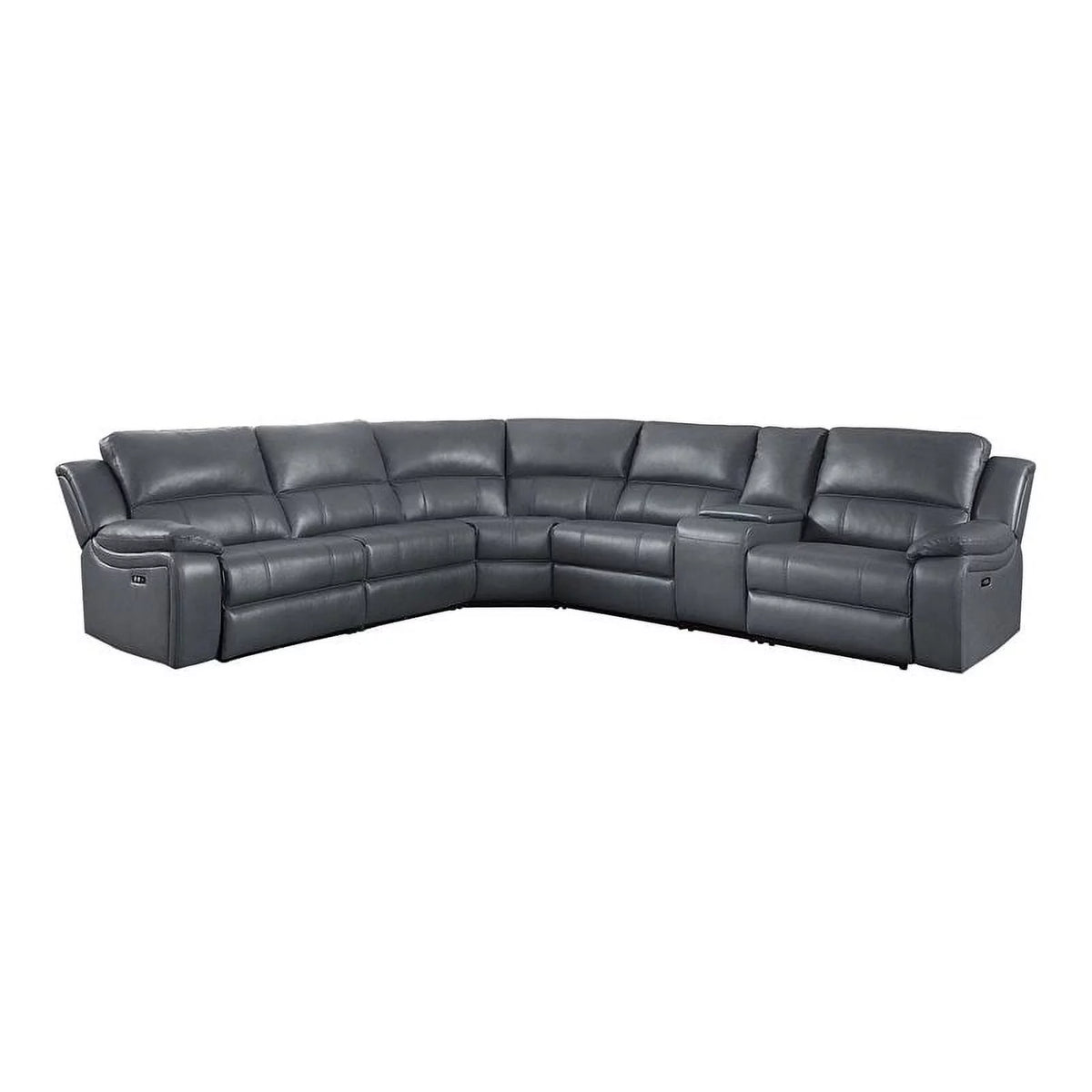 Gray 6-Piece Wood & Faux Leather Sectional Set H37998