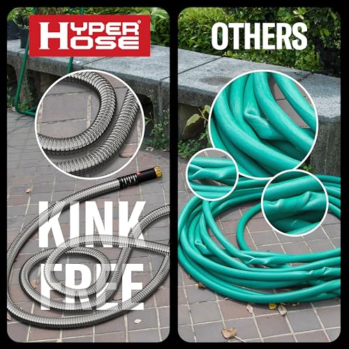 100 ft Stainless Steel Garden Hose Set with Spray Nozzle & Hook V66781