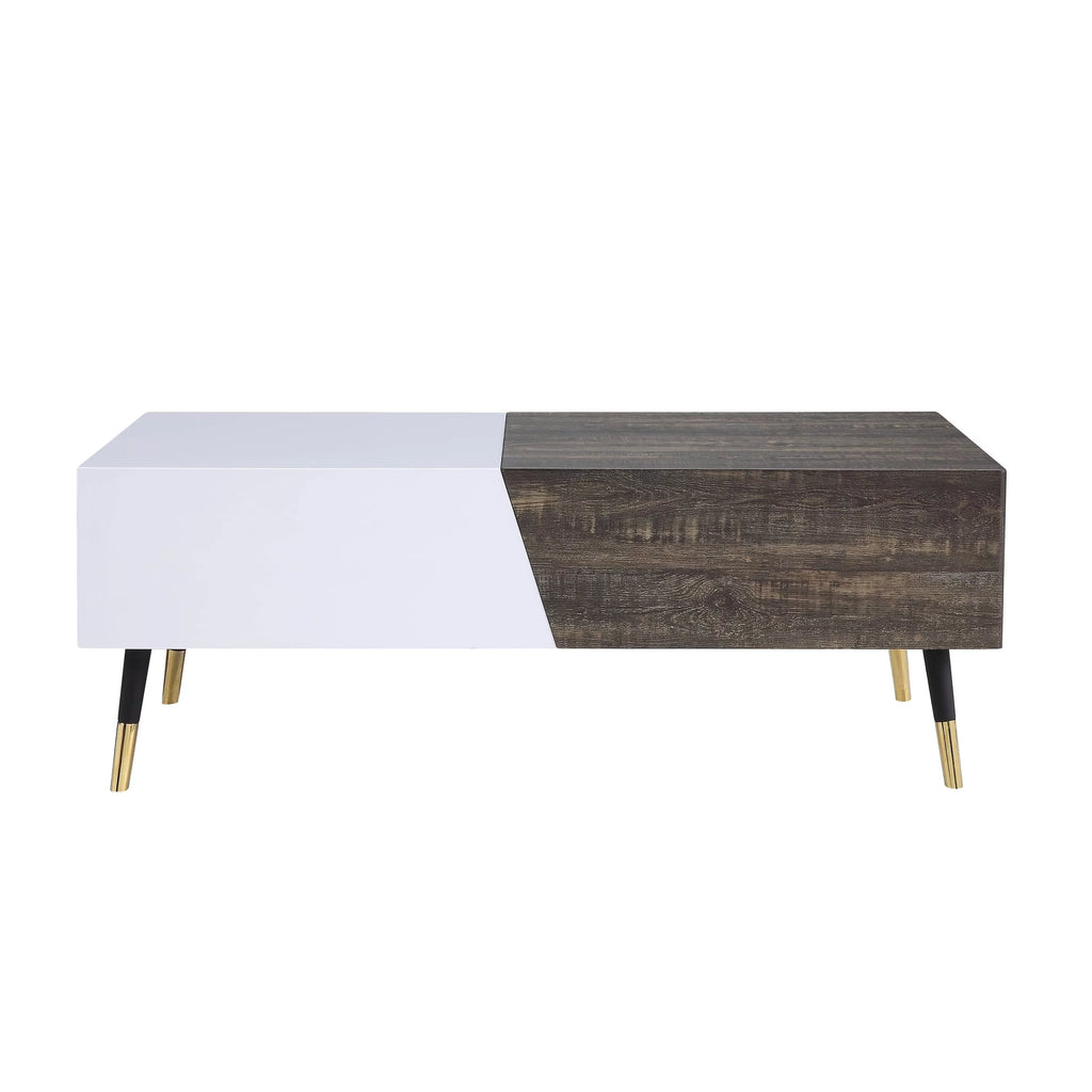 White High Gloss Rustic Oak Coffee Table V5071