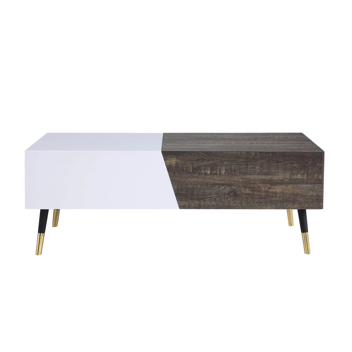 White High Gloss Rustic Oak Coffee Table V5071