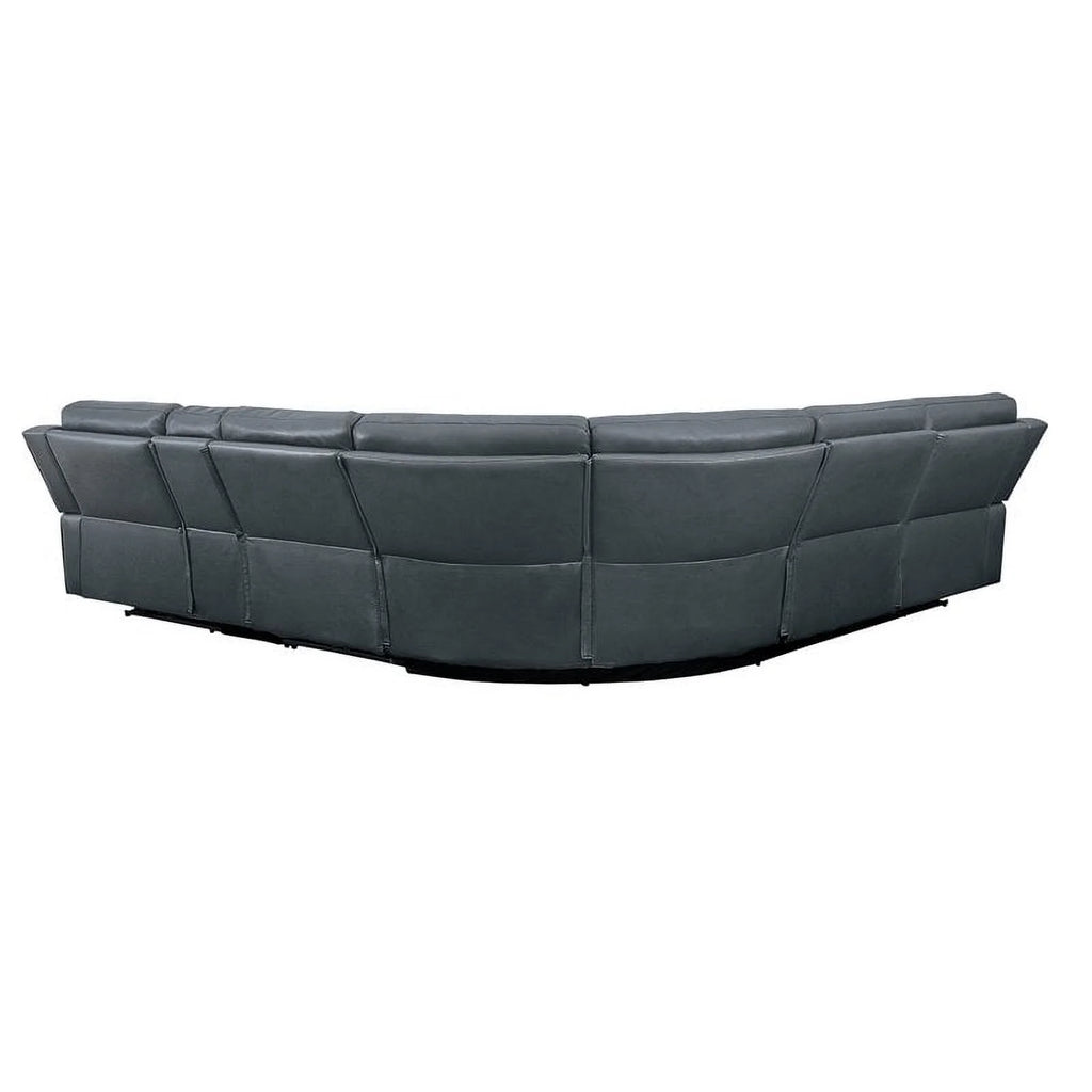 Gray 6-Piece Wood & Faux Leather Sectional Set H37998