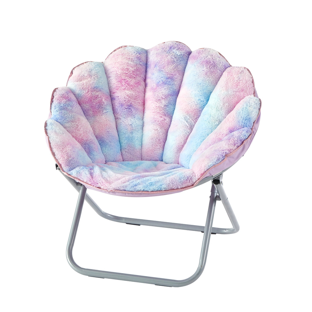 Purple Tie Dye Faux Fur Folding Chair N88672