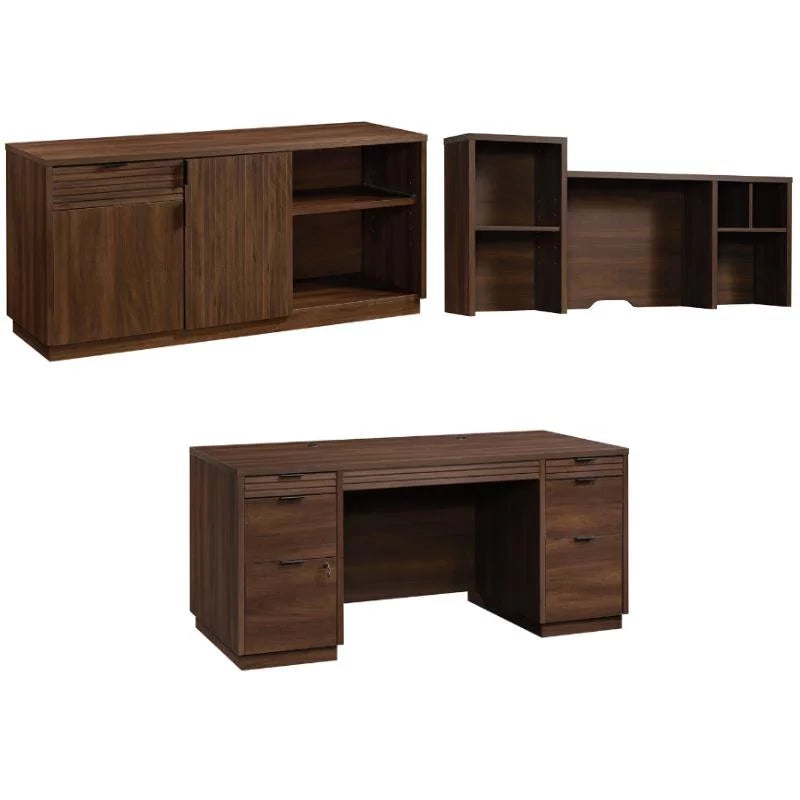 3-Piece Executive Desk & Hutch & Office Credenza Set W7304
