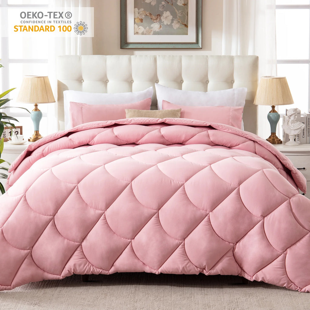 3 Pieces Reversible California King Pink Comforter Set V37271