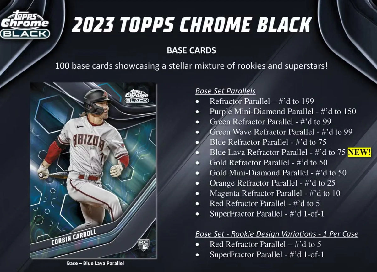 2023 Chrome Black Baseball Trading Card Hobby Box L392