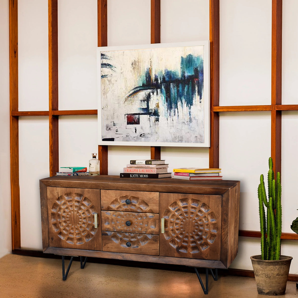 Recycled Mango Wood Buffet with 3 Drawers and 2 Doors L965