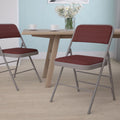 Burgundy Patterned Fabric Metal Folding Chair B102