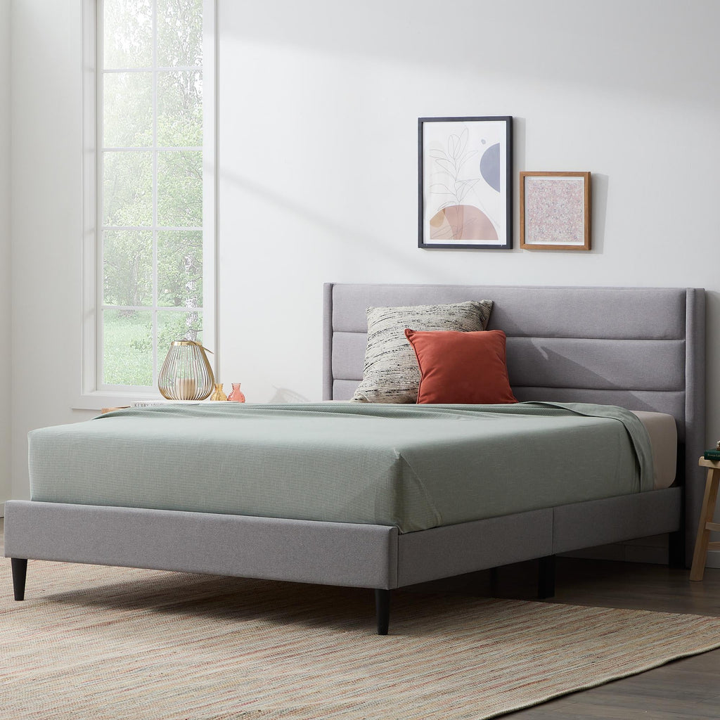 Blue Queen Upholstered Platform Bed C457