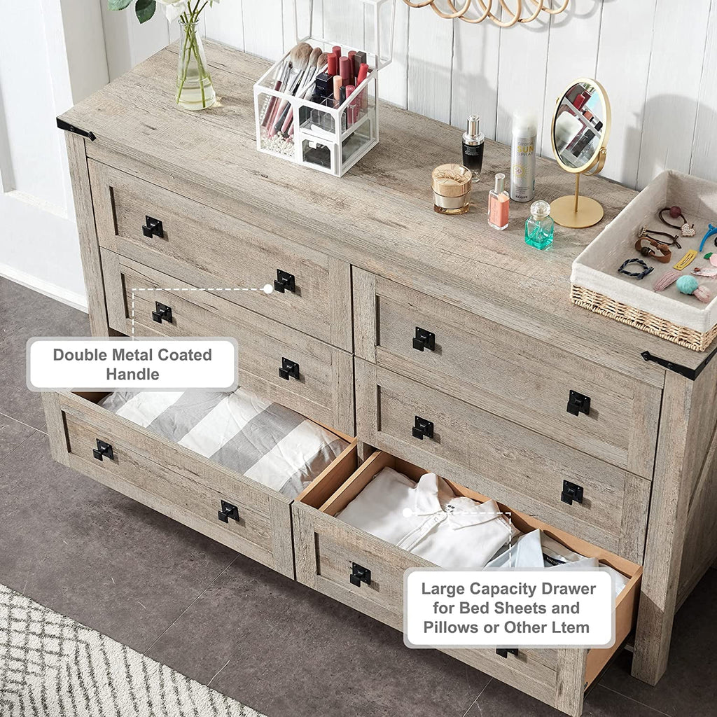 6 Drawer Wood Dresser M9811