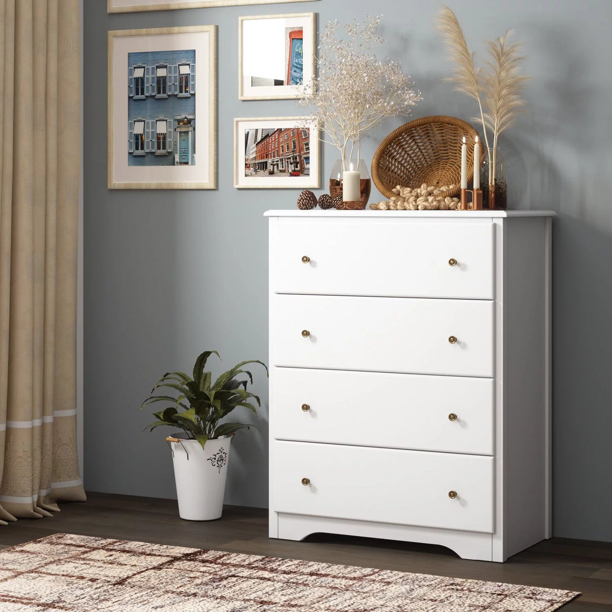 White 4 Drawer Dresser A799611