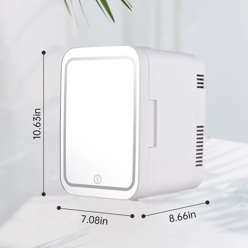 4L Portable Cooler and Warmer Skincare Fridge with LED Mirror M1359