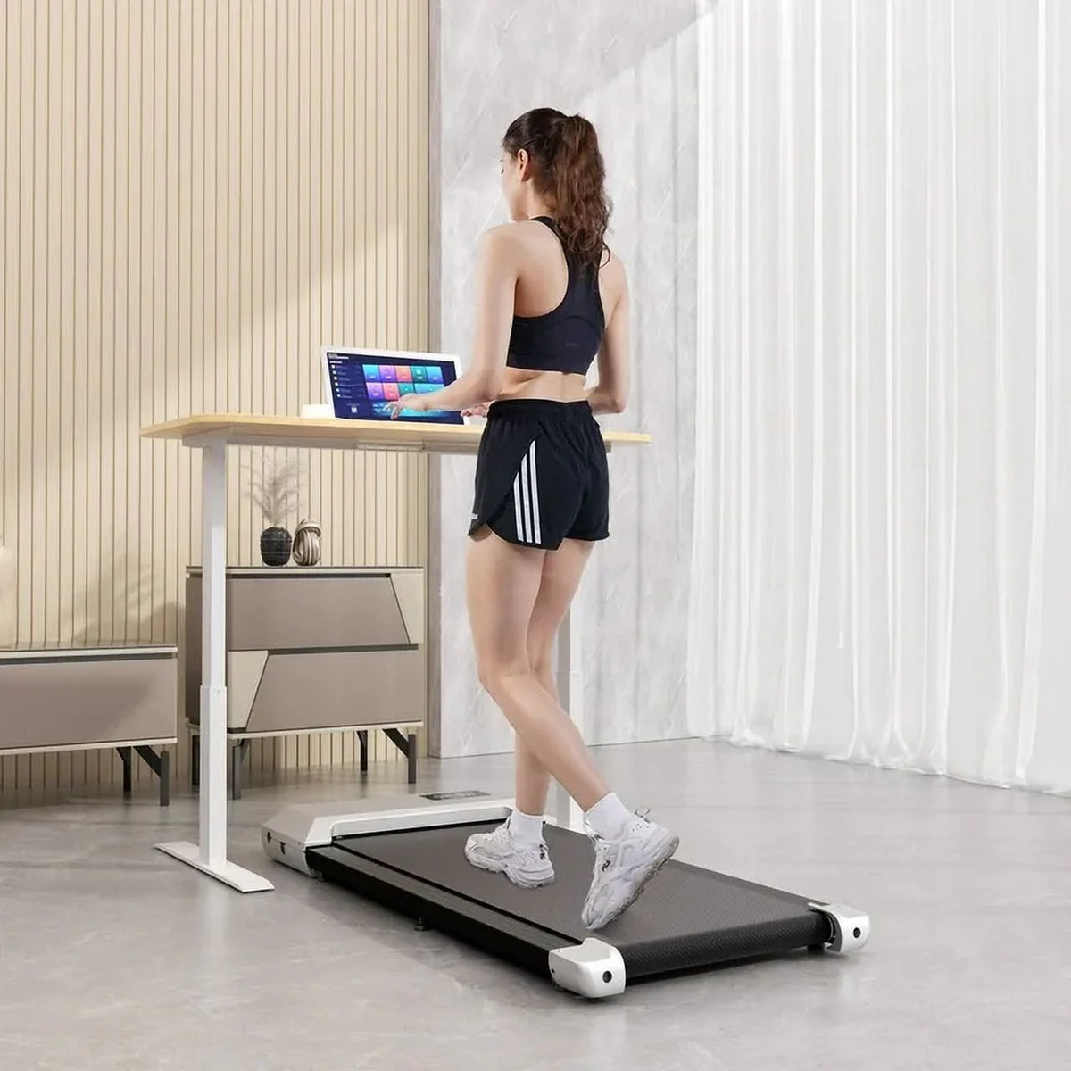 2 in 1 Under Desk Treadmill 300lbs Capacity with Remote Control U502309