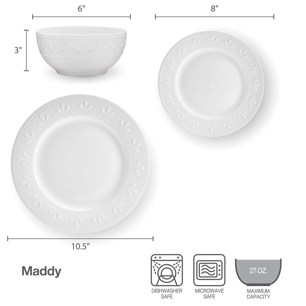 12-Piece White Porcelain Dinnerware Set L292