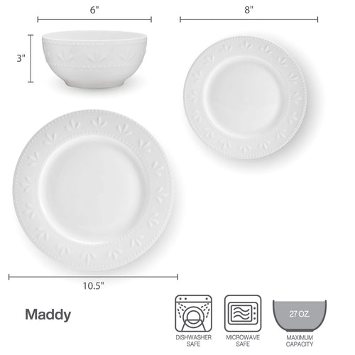 12-Piece White Porcelain Dinnerware Set L292