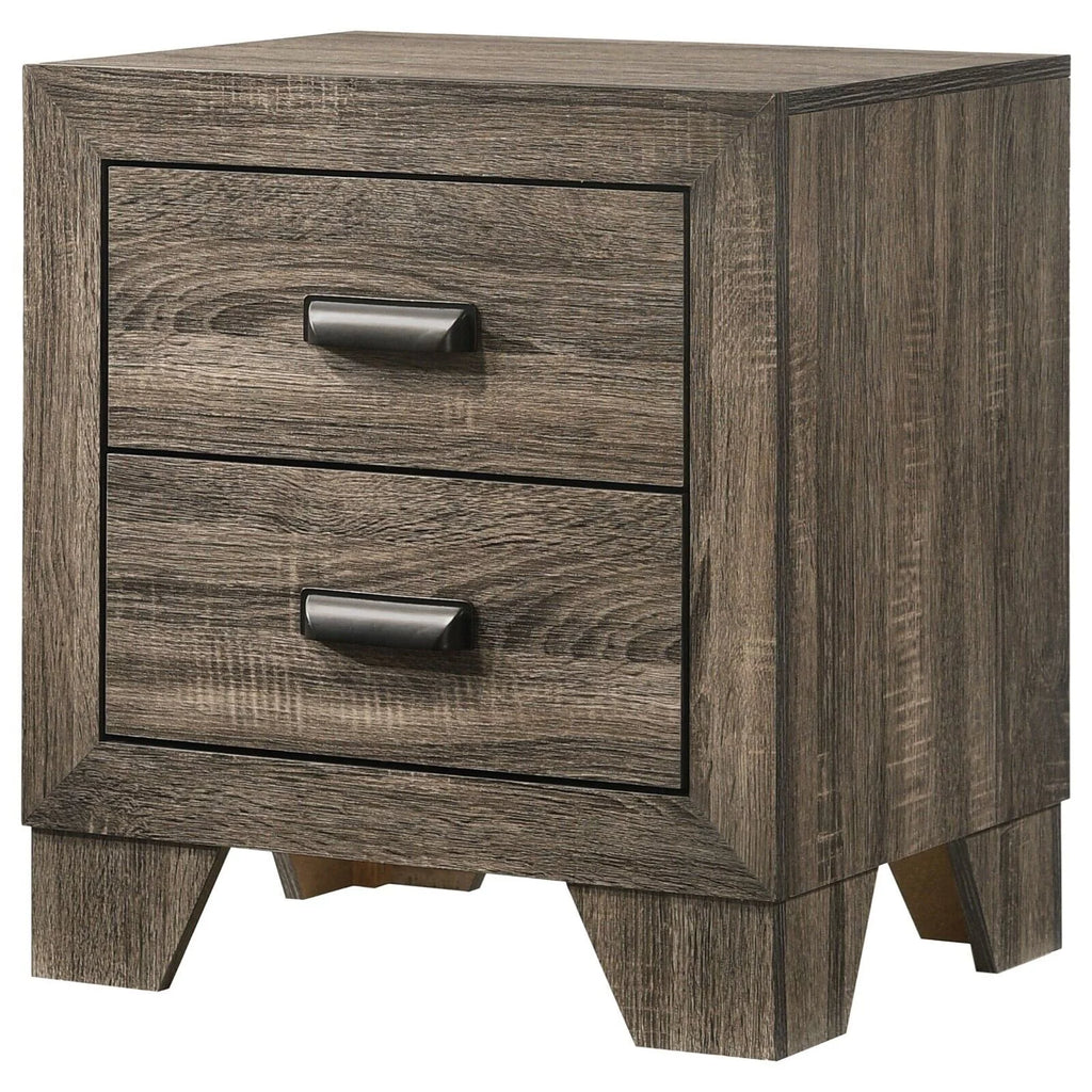 Gray Full Size Fabric Upholstered Panel Bed 2 Nightstand Set J10723