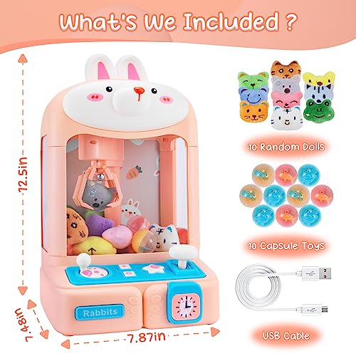 Claw Machine with Plush Toys Adjustable Sounds and Music Pink G447560