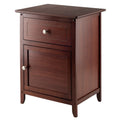 Walnut Wood Accent Table with Drawer and Door Cabinet H5797