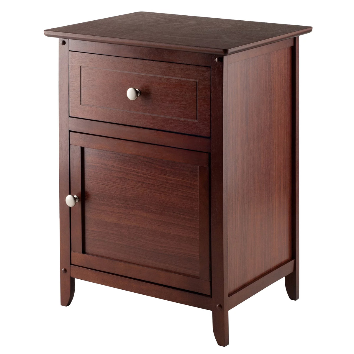 Walnut Wood Accent Table with Drawer and Door Cabinet H5797
