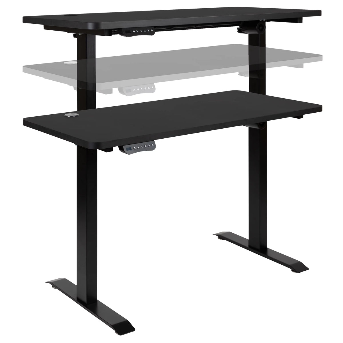 Electric Height Adjustable Standing Desk 48" Wide 24" Deep Black W9688