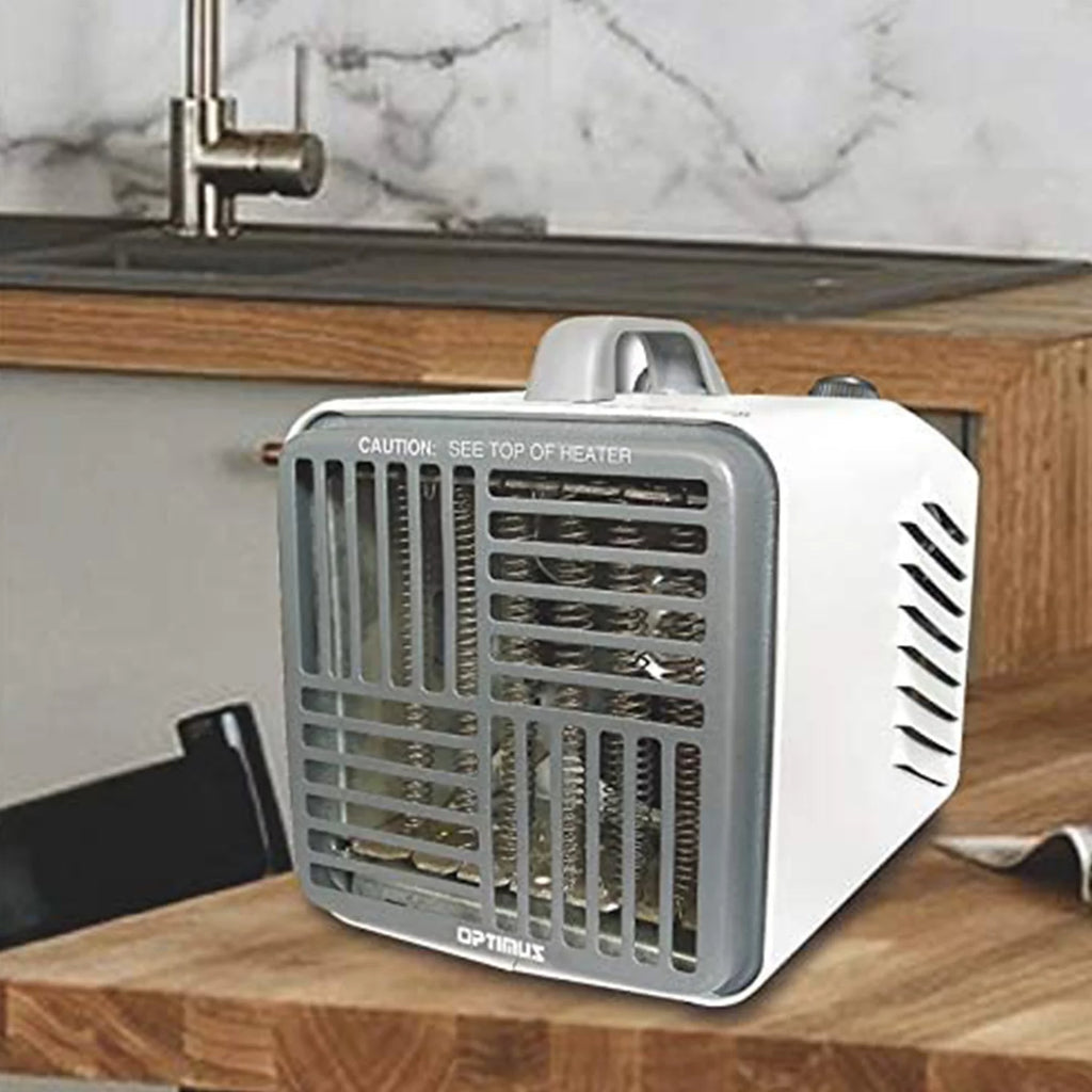 White Mini Compact Utility Personal Space Heater with Thermostat P871