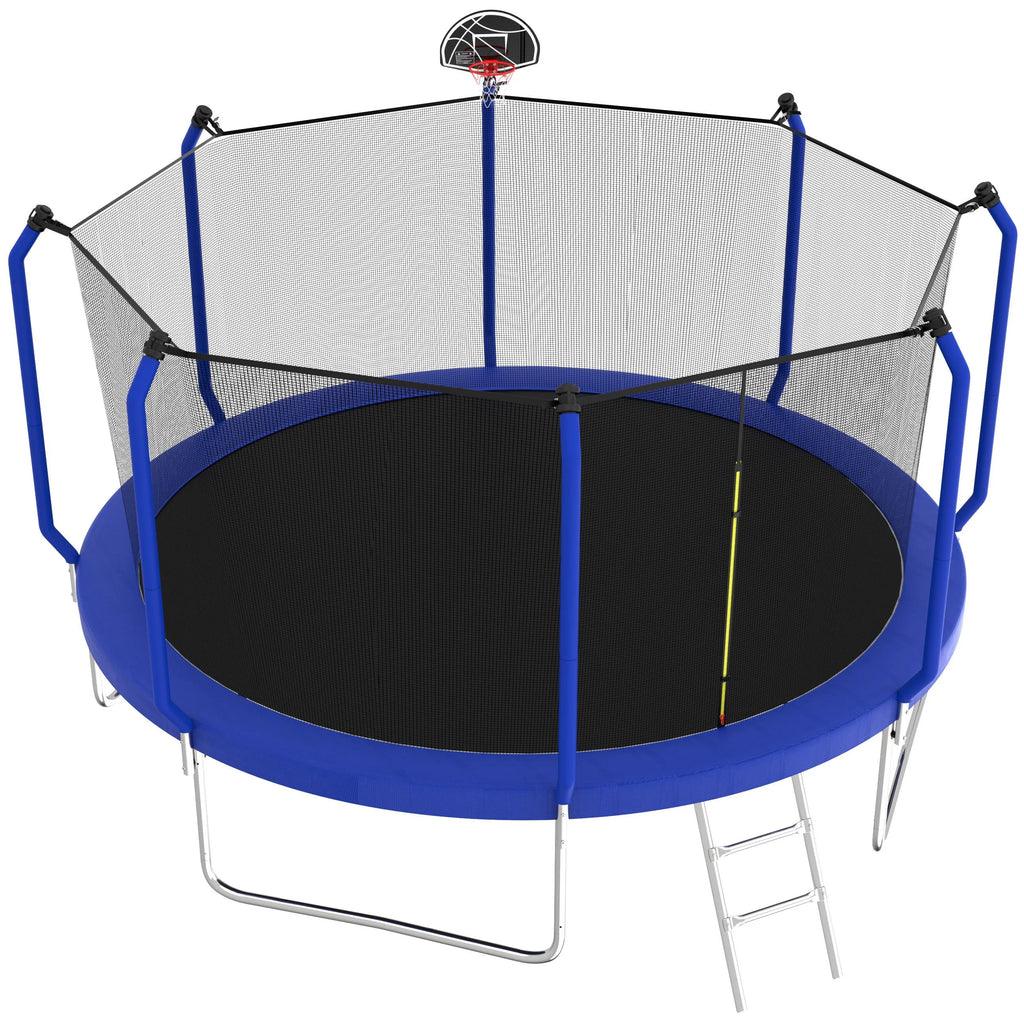 14FT Trampoline with Enclosure, Ladder, Basketball Hoop, Ball R56241