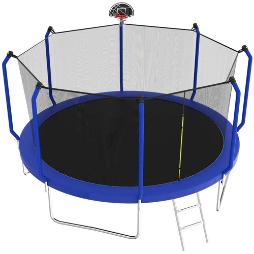 14FT Trampoline with Enclosure, Ladder, Basketball Hoop, Ball R56241