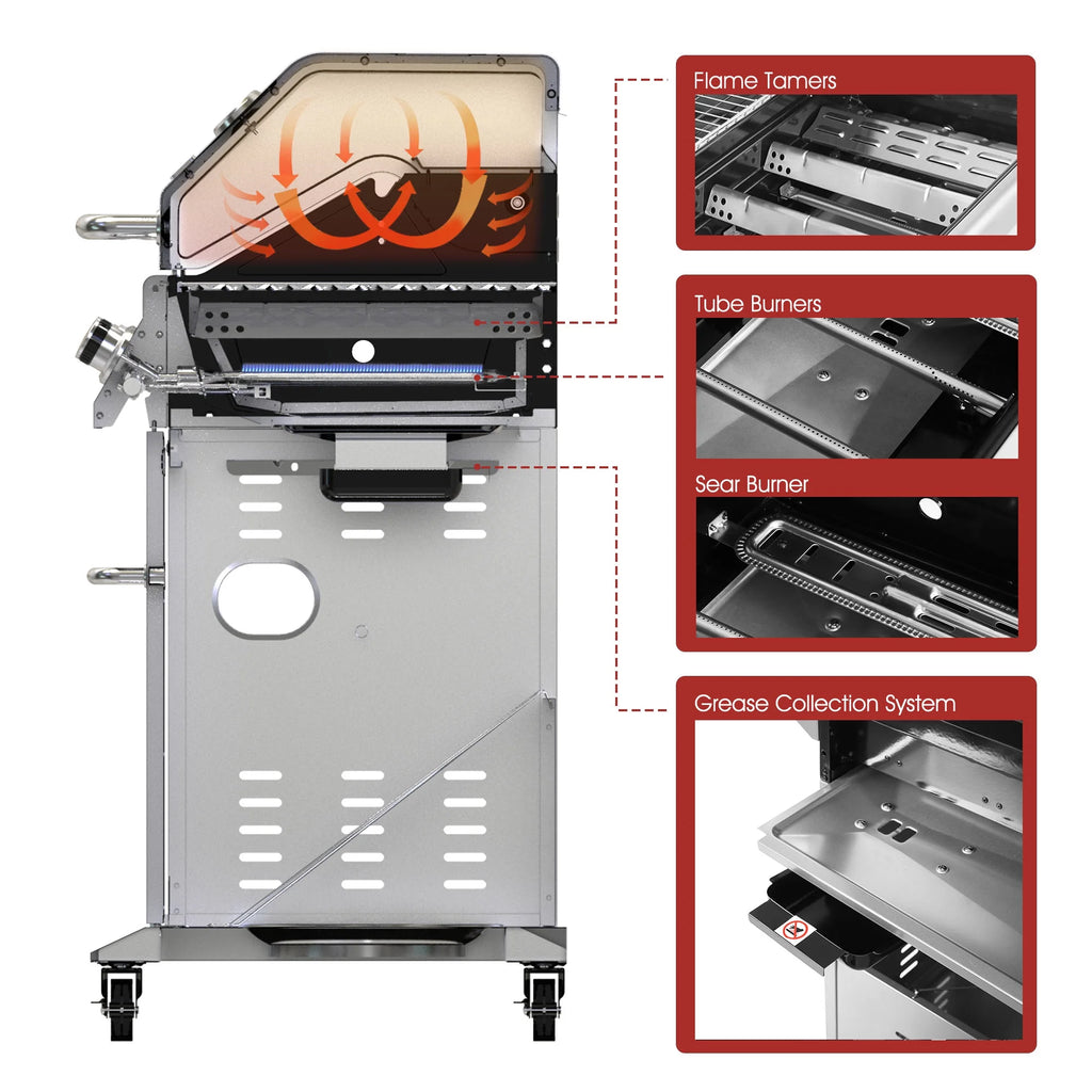 Stainless Steel 6-Burner Gas Grill with Side Burner E4891