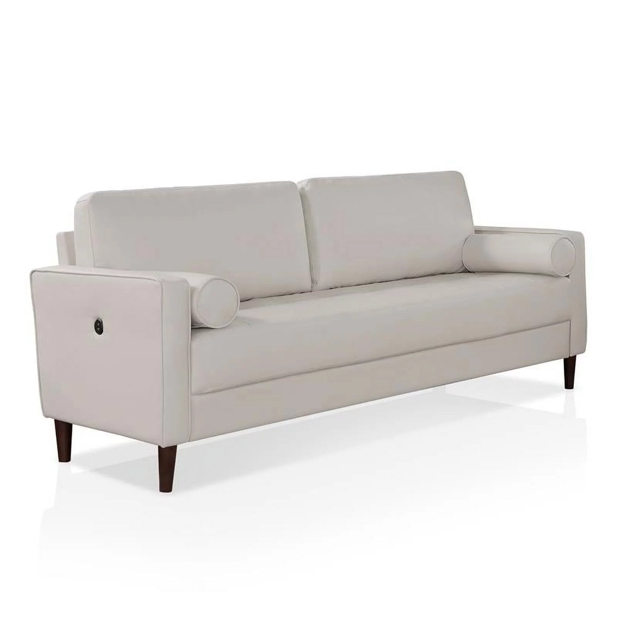 Faux Leather Sofa with USB Port in Ivory L6656