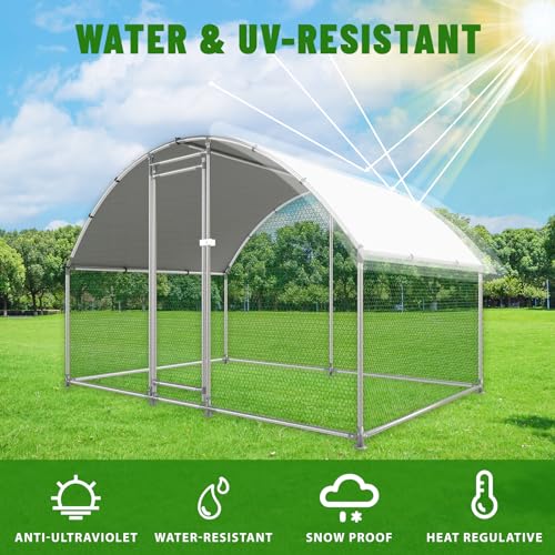 Large Metal Walk-in Chicken Coop with Anti-UV Cover Q867