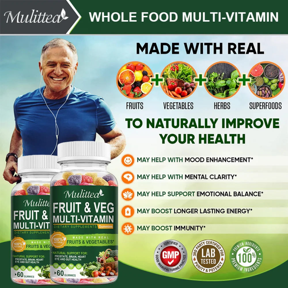 Fruits and Veggies Supplement 120 Gummies Non-GMO Pectin-Based Gluten-Free U3653