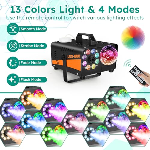 600W 3000CFM Fog Machine with Disco Ball Lights and Wireless Remote B8896