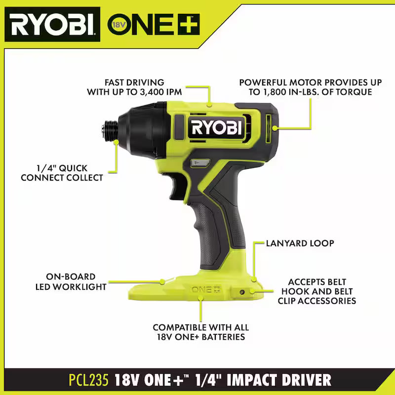 18V Cordless 4-Tool Combo Kit with Battery, Charger, and 70-Piece Impact Driving Set G654040